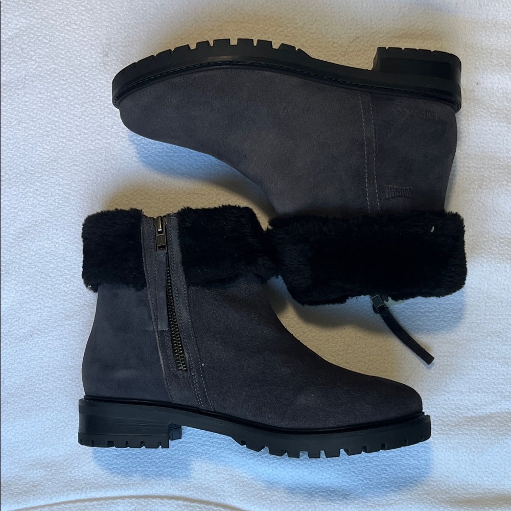 NWT Cougar Women's Dark Gray Suede Fur-Lined Ankle Boots Size 8